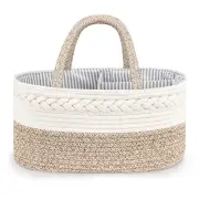 Baby Diaper Caddy Organizer,XL Cotton String,Rustic Style,Portable,3 Compartment