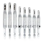 8 pcs Center Drill Bit Set, Self Centering Hinge Tapper Core Hole Puncher Woo...