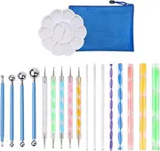 19pcs Set Mandala Painting Tool Kits Mandala Painting Stencil Kits Nail Painting Tools Mandala Rock Tools Color Mixing Tray Manicure Kit Templates Painting Supplies Palette Sponge