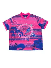 Big Mens Pink Indigenous Polo Top