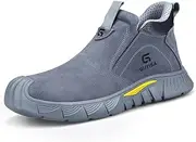 [GLANOUDUN] Welding Work Boots for Men Steel Toe Safety Boots Soft Men's Non Slip Steel Toe Shoes Lightweight Slip on Working Shoes Indestructible Construction Welder Boots
