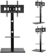Fin Floor Tv Stand Swivel Mount Bracket Shelf 32-65" Height Adjustable For Sony Lg