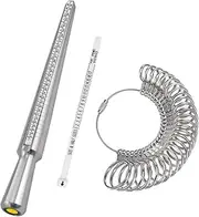 [KAPASKI HIGH QUALITY HIGH QUALITY] Ring Sizer Measuring Tool Set Metal Ring Sizers Stainless Steel Ring Gauges Finger Sizer & Ring Mandrel Aluminuml (Size 1-13), 27 Pcs