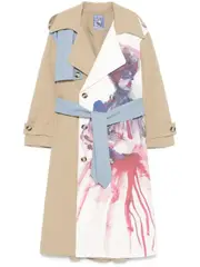 [KidSuper] painted-panel trench coat M Brown