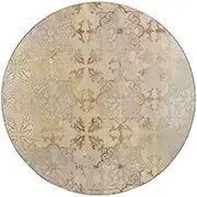 Creative Tops Cork-Backed Round Placemats Set of 4, 29cm, Table Mats with Printed Gold Impressions Design Coasters, Gold/Grey