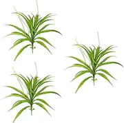 LIFKICH 3pcs Artificial Cymbidium Orchid Flowers Bouquet Realistic Faux Plant for Wedding for Tropical Arrangements Vibrant Leaves Use