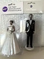 Wilton Bride & Groom Wedding Cake Topper Black African American 9.99 Per Set
