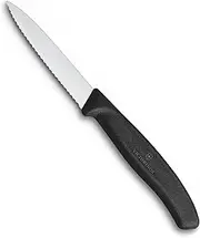Victorinox Swiss Classic Wavy Edge Paring Knife, Pointed Tip, Black, 6.7633