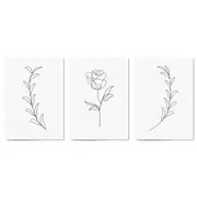 Set of Minimal Flower Line Drawings Wall Art #3