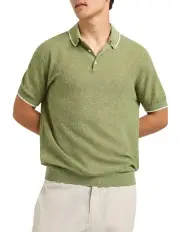 [Marcs] Bowden Linen Blend Knit Polo Shirt in Pistachio
