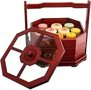 Solid Wood Snack Cake Basket, Chinese Tray Living Room Fruit Nut Candy 3 Layers with Separate Portable Cake Basket