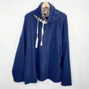 Doublju Blue Long Sleeve Drawstring Pullover Women's Plus Size 3X NWT