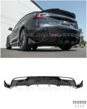 For 24-Up Tesla Model 3 Track Style Glossy Black 5 Pcs Rear Bumper Diffuser Lip