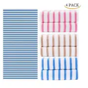 Bath Sheet Towel Large Size 30x60 Cabana Stripe 4Pack Highly Absorbent Towel Set