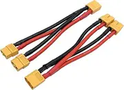 2Packs XT60 Parallel Y Splitter Battery Connector 12AWG Cable Dual Extension Y Splitter Male to 2 Female for RC Quadcopte Multirotors RC LiPo Battery