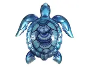 44x46cm Boho Blue Metal Turtle Wall Art - Coastal Decorative Sculpture
