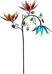 Metal Flowers for Outside - Colorful Metal Wind Spinners - Garden Decorations for Patio Lawn Balcony Pathway Flowerbed Porch Family Friends