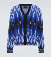 [Amiri] Amiri Argyle alpaca and mohair-blend cardigan AU 87 blue