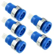 5 x Blue 4mm Shrouded Panel Mount Test Socket Connector
