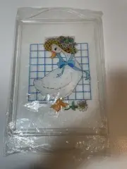 1980s Vintage Giftco Plastic Handled Cutting Board Tray Blue Ribbon Goose NOS