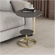 2 Tier Round Side Table, End Table Faux Marble Sofa Side Table Small Coffee Table Bedside Table Nightstand for Living Room Bedroom(Gold,Black)