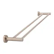 Round Brass Double Towel Rail - Champagne - 600mm