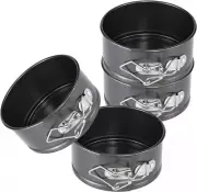 Hiware 4-Inch Mini Springform Pan Set - 4 Piece Small Nonstick Black