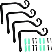 SEWOART 4Pcs Decorative Wall Mounted Plant Hanger Hooks Black Plant Pot Holder for Indoor and Outdoor Use Sturdy and Durable Design for House Plant Accessories Decor