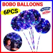 6 Sets 22cm LED Light Up BoBo Balloons Party Birthday Transparent Bubble Balloon