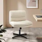Cross Legged Chair Office Desk Chair with Linen Fabric Cover and Wider Seat Arml