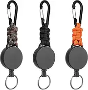 3 Pack Retractable Keychain, Heavy Duty Retractable Badge Holder Reel, Retractable ID Badge Clip Reel with Steel Cable and Carabiner Clip, Badge Reel Carabiner Key Chain（Color）