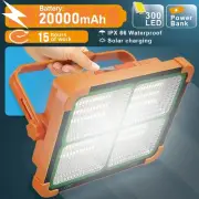 New Camping Lantern 20000Mah Solar Rechargeable Led Tent Light Power Bank Use