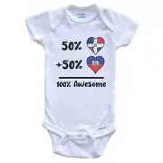 50% Dominican Plus 50% Haitian 100% Awesome Heart Flags Baby Bodysuit