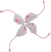 ibasenice 4Pcs Interactive Plush Mouse Cat Realistic Teasing Teething Fun for Indoor Cats Engaging Simulation Rat for Cats Playtime Safe and Durable Design