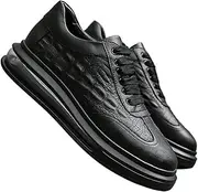 [QEEFXLQI] Leather Shoes for Men Genuine Leather Men's Casual Shoes Spring and Autumn Breathable lace-up Shoes Men's Shoes(Black,40)