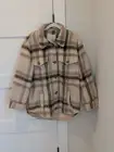 American Eagle Heavyweight Oversized Fuzzy Plaid Shacket Wool Blend Sz Med NWT