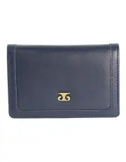 [PIERRE CARDIN] Italian Leather Snap Button Bi-Fold Flat Wallet in Navy