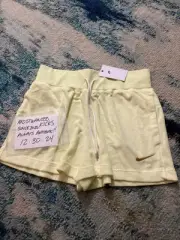 NWT Nike Sportswear Terry Cloth PE Shorts Citron Tint Wheat Gold Women’s Sz L
