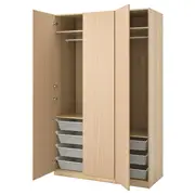 PAX / FORSAND wardrobe combination, white stained oak effect/white stained oak effect, 150x60x236 cm