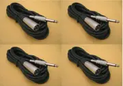 4 x 15FT XLR 3Pin Male to 1/4" Mono Plug Mic Microphone Audio Cable Lot 15' Foot