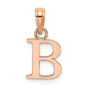 14K Rose Gold Polished Block Letter B Initial Pendant