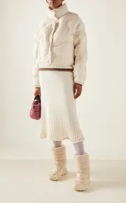 [Moncler] Knit Alpaca Wool-Blend Midi Skirt
