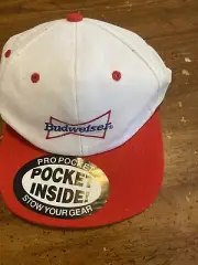 Vintage Budweiser Snapback Cap Pro Pocket Hat New Bud Beer Rare Logo Beer Drunk