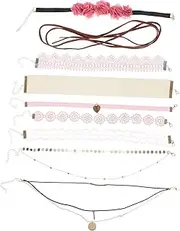 [CORHAD] Lace Choker Set 9pcs Women's Necklace Choker Necklace Bundle Fashion Accessory for Women