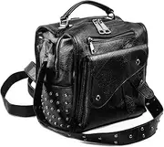 [Cortelay] Backpack Purse for Women Leather Ladies Fashion Designer Rivet Studded Travel Convertible Crossbody Shoulder Bag
