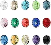 BEADNOVA 8mm Briolette Crystal Glass Beads Faceted Roundelle Crystal Beads for Jewelry Making Findings with Container Box Wholesale Mix Lots (450pcs)