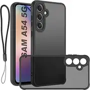 [USTIYA] FG Case for Samsung Galaxy A54 5G case Matte Acrylic Protect The Camera Accessories Phone Lanyard Cover Black