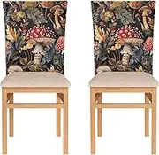 2 Pcs Chair Back Cover Vintage Mushrooms Lants Dining Room Chair Covers Seat Protector for Party Christmas Decorations