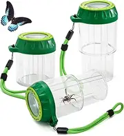 ZENFUN 3 Pcs Insert Bug Viewer, Stretchable Magnifying Insect Box Bug Catcher Kit with Rope Handle, Bug Magnifier Container Critter Bug Jar, Magnifier Backyard Explorer Insect Bug Viewer