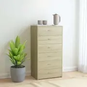 Sideboard with 7 Drawers Sonoma Oak 50x34x96 cm Chipboard